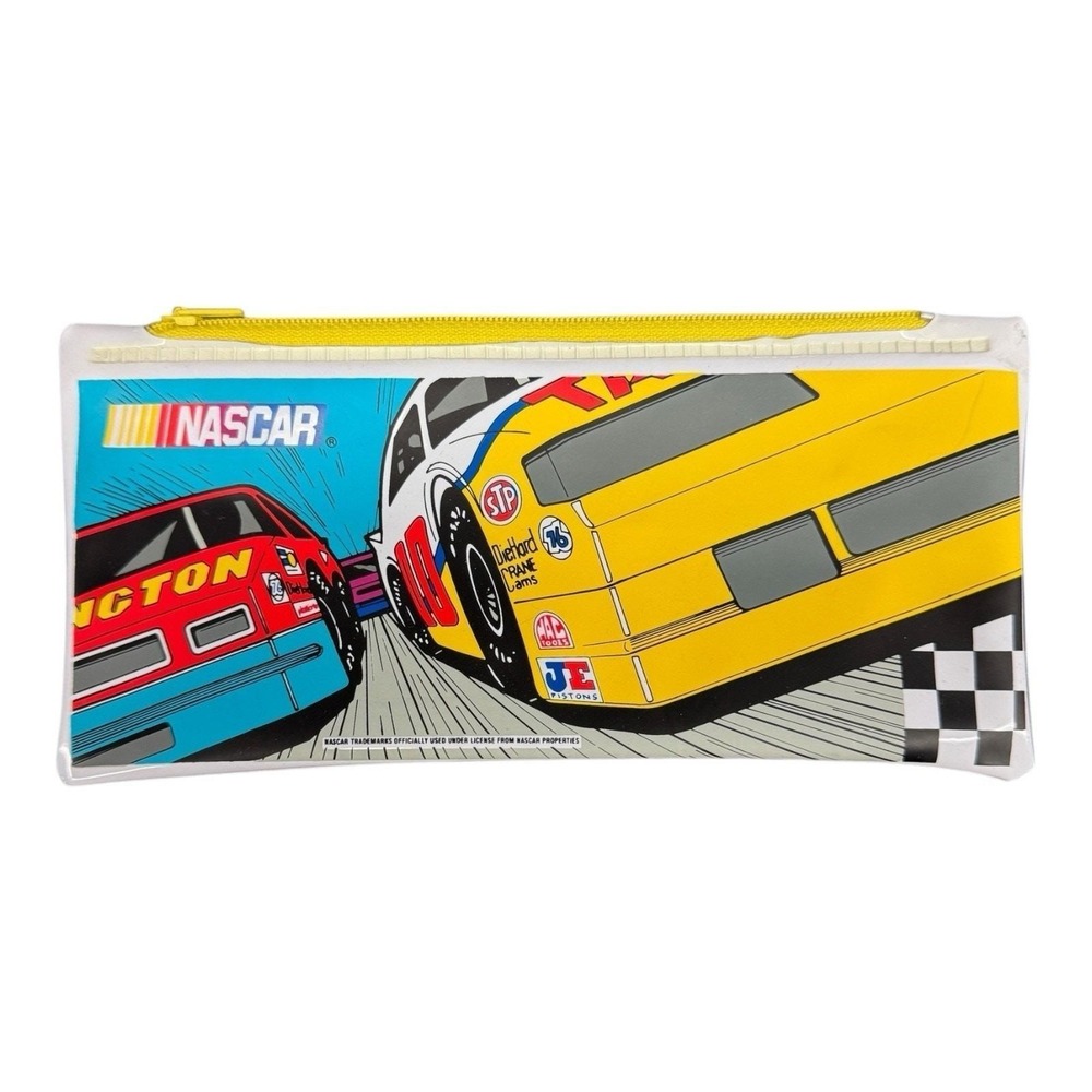 NASCAR Pencil Case Bag 1990s Vintage Vinyl Zipper